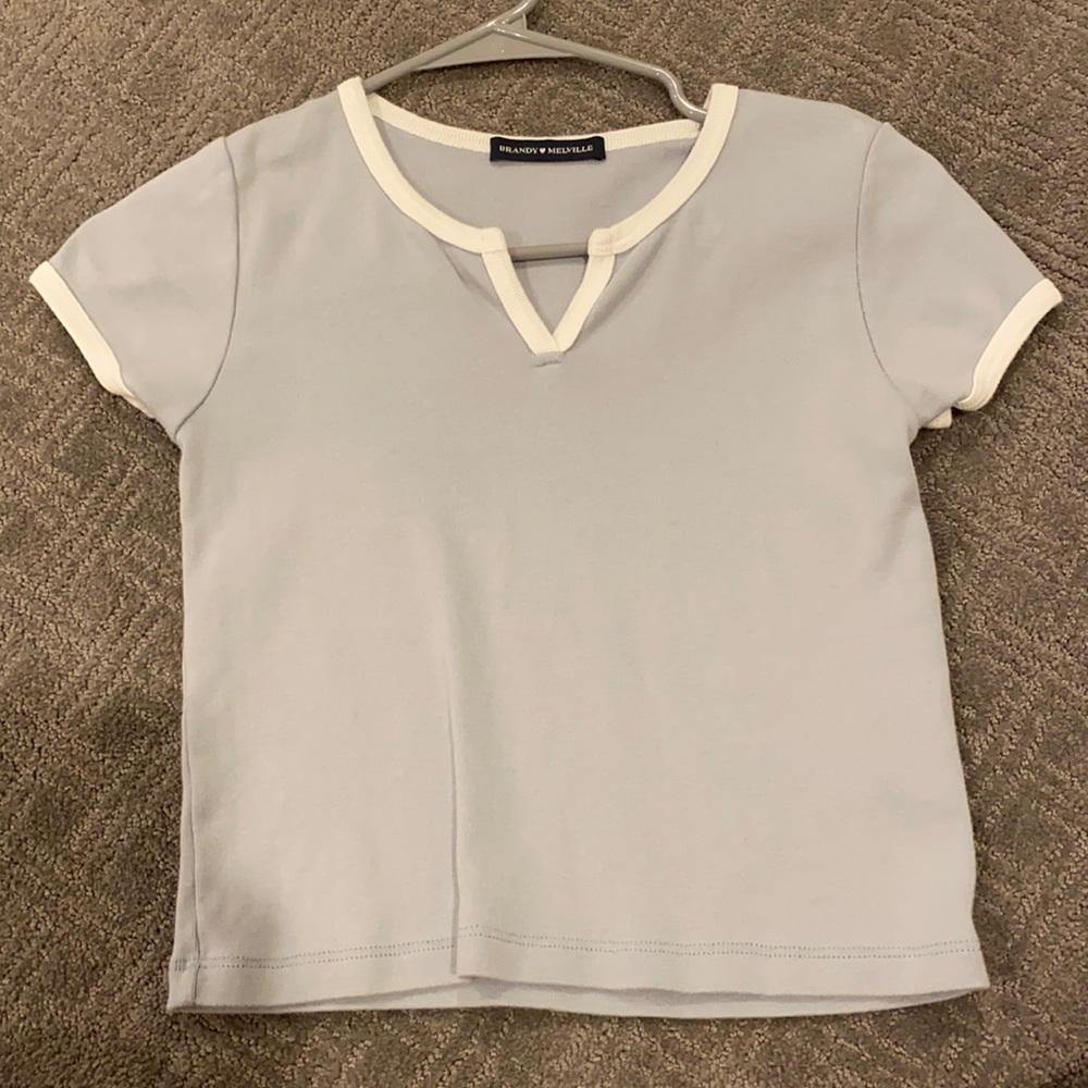 Cute blue and white rimmed Brandy Melville top.